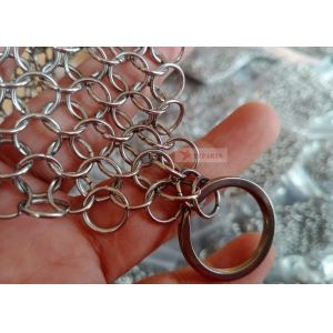 SS316L 10mm Ring Cast Iron Pan Chainmail 8" X 6" High Grade Stainless Steel