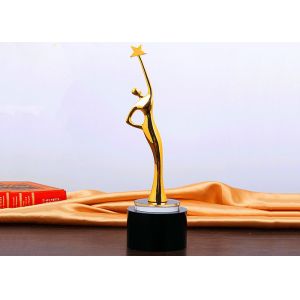 Black Crystal Base Metal Trophy Cup Custom Designed With Nice Gift Box