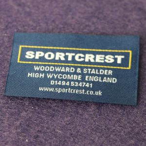 Customized Woven Apparel Labels Straight Cut Satin Damask , Testex
