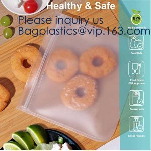 PEVA, Silicone, Reusable Storage Resealable Freezer Food Bags, Leak Proof Zip