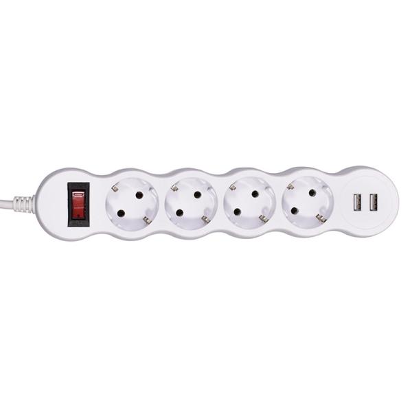 Quality 4 outlet CE GS Tested Power Strip 1.5m Cord with Switch, 2USB, Surge Protector wholesale