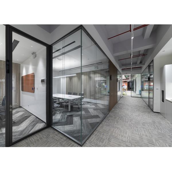 Quality Modular wall system double-glazed blind glass partition walls with black Aluminum frame wholesale