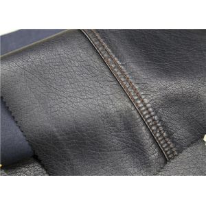 Custom PU Synthetic Leather , Black Washed Polyurethane Leather Fabric