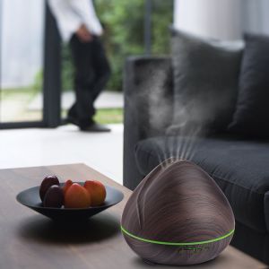 400ml Wood Grain Ultrasonic Aromatherapy Diffuser with Multi Mist Outputs, Shark