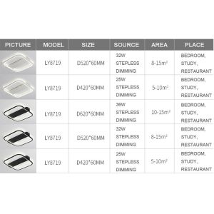 Indoor ceiling light fixtures Square LED ceiling chandelier lights led lamp (WH