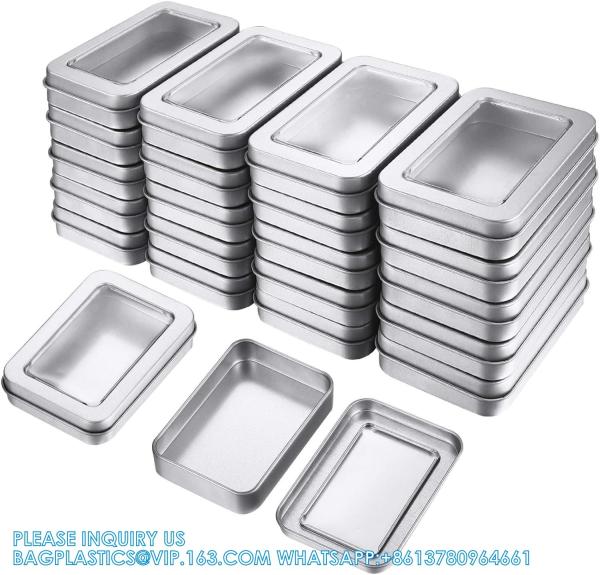 Quality Metal Tin Box Metal Tins With Lids Clear Top Tins Box Empty Storage Tins Case Rectangle Containers Can with Large wholesale