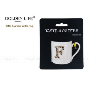 Straight Shape Porcelain Coffee Mugs Letters F K M H Leopard Print Colors