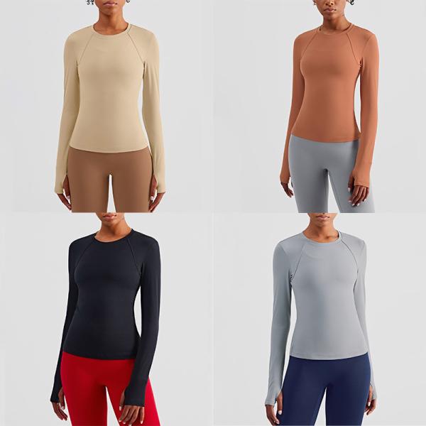 Wholesale Horse Riding Tops / Ladies Long Sleeve Base Layer With Thumb Cuff