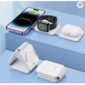 15W Magnetic Folding Wireless Charger for iPhone AirPods and Watch 3 Multiple