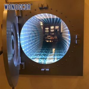 China Mirror Stainless Steel Wall Sculpture Customized Led Lighting Square Geometric Decoration on sale