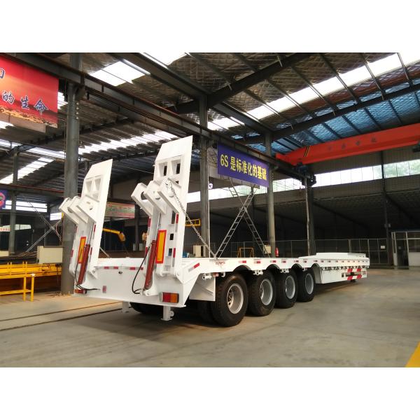 Truck Trailer 3 Axles/ 4 Axles 13000--16000mm Length 50 Ton Lowboy Trailer in Kenya