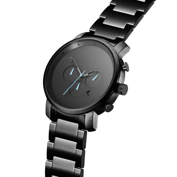 Trend design Gun black chronograph quartz watch with stainless steel