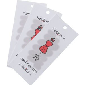 Custom swing hang tags new China label designs clothing garment pant logo tag