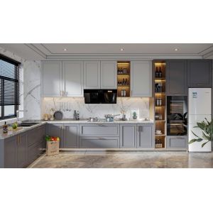 Modern Kitchen Cabinet Set with Pantry - Customizable Colors & Materials