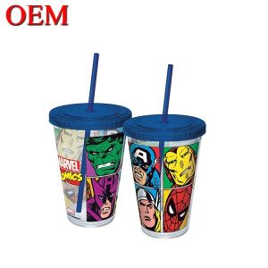 Supplier High Quality Customized Marvel Double Walled Plastic Travel Cup With