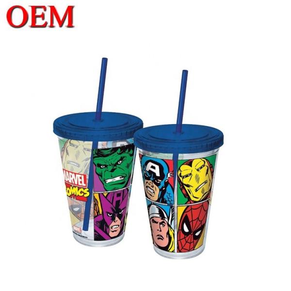 Supplier High Quality Customized Marvel Double Walled Plastic Travel Cup With