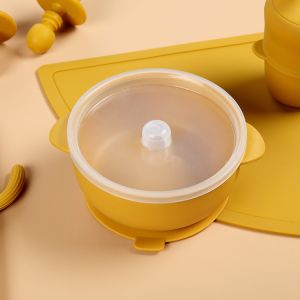 Muted Matched Color Newborn Feeding Set With Suction Bowl Placemat