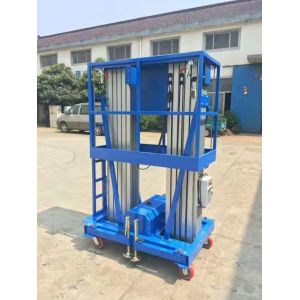 Manual Pull Double Mast Mobile Aerial Work Platform Portable Boom Lift