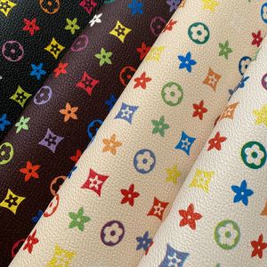 PVC Synthetic Faux Leather Material Anti Fouling Pentagon Printed