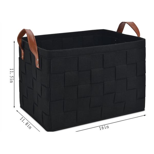 Rectangular 3mm 5mm Felt Storage Bin With PU Handles