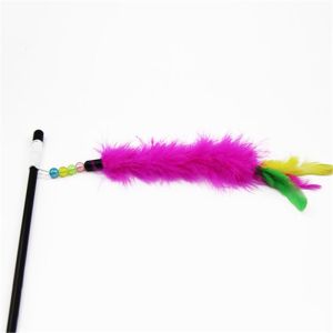 Colorful Rabbit Hair Cat Feather Teaser Wand Toy Size Customized ODM / OEM