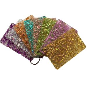 China Transparent Chunky Glitter Acrylic Sheets Plexiglass Plastic Sheet Two Sides on sale