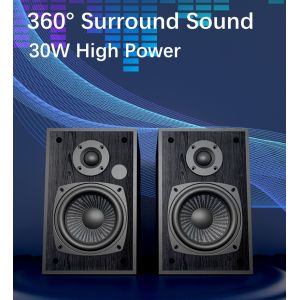30W Bluetooth Bookshelf Speakers with Remote Control