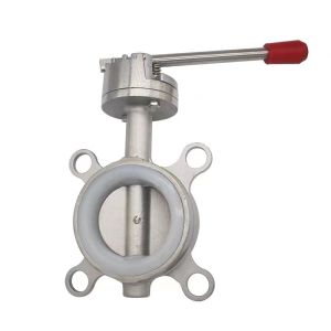 China Stainless Steel 304 316 Silver Wafer Type Butterfly Valve With Threaded Connection on sale