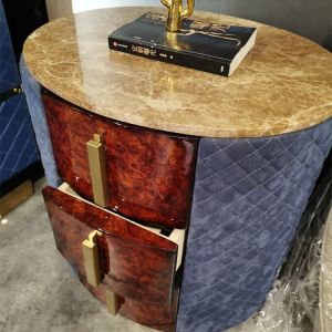 Matted 21in Modern Bedside Tables Marble Mid Century Modern 3 Drawer