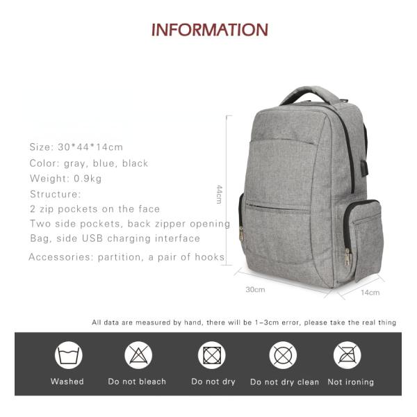 Oxford Diaper Travel Pouch Bag Backpack With Usb Charging Port 0.9kg