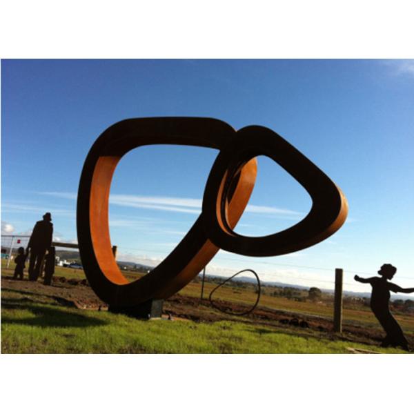 Polygon Custom Design Corten Steel Sculpture , Rusty Garden Sculptures For Decoration