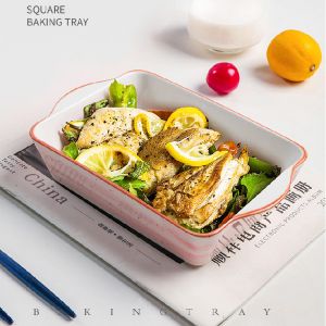 Rectangle Deep Ceramic Bakeware Sets Dish Oven Safe Nonstick For Home Kitchen