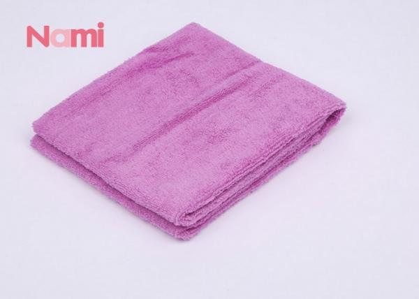 Quality Square Purple Color Wet Hair Towel Wrap Soft Touch With Embroidery Logo wholesale