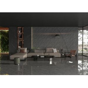 China Black Marble Look Polished Glazed Porcelain Tile 900x1800mm on sale