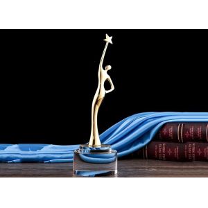 China Anniversary Metal Cup Trophy , White Crystal Base Custom Award Trophies on sale