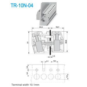 Cheap 10.1mm Width Through Panel Terminal Blocks Brass UL94 V0 65A for sale