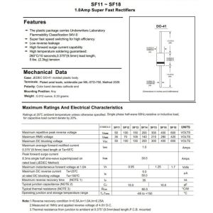 Super Fast Recovery Rectifiers Diode 1A SF11 Thru SF18 Do-41 Package