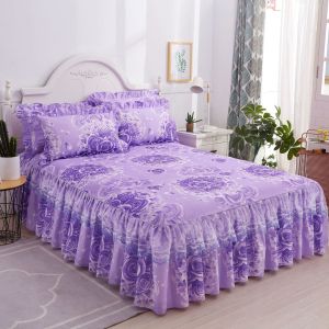 Double Lace Bed Sheets with Bed Skirt Set in National Standards Color Fastness