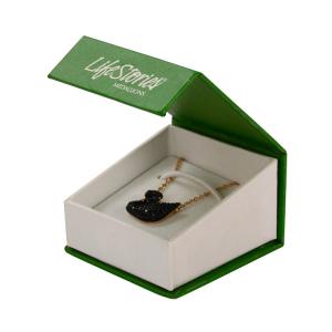 Cheap Green Magnetic Flip Top Gift Box , Necklace / Earring Jewelry Cardboard Box for sale