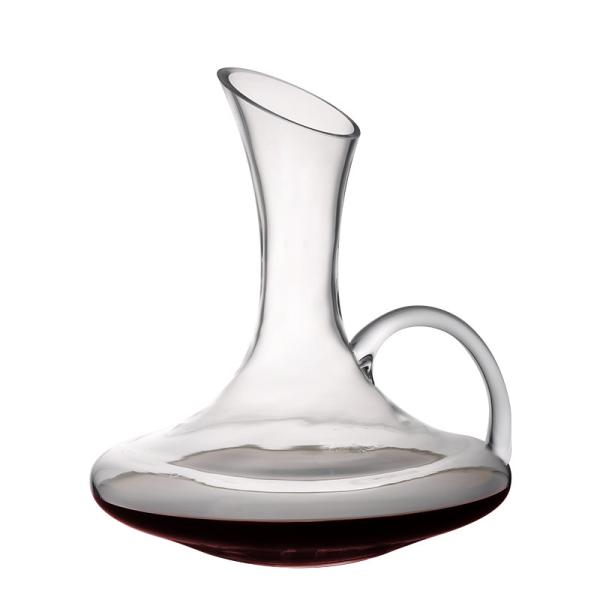 Quality Tilted Top Mouth Glass Wine Decanter 1800ml/60oz Hand Blowing With Handle wholesale