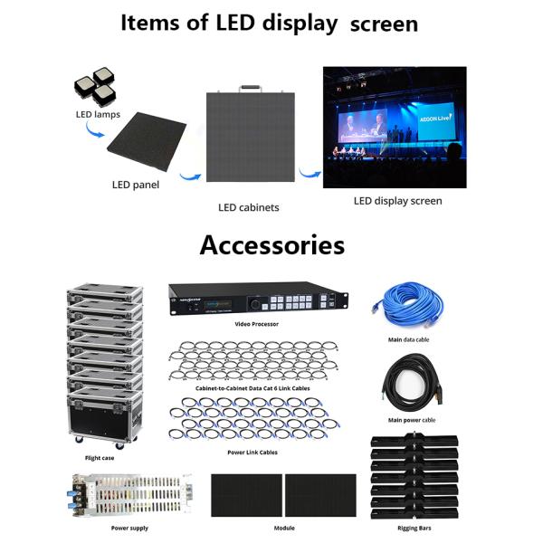 500x500mm Indoor Outdoor LED Wall Display Rental P2.6 P2.976 P3.91 Stage Background