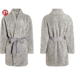 Cheap Lady'S Knee - Length Sherpa Plush Bathrobe Soft And Warm Spa Robe Tumble Dry Durable for sale