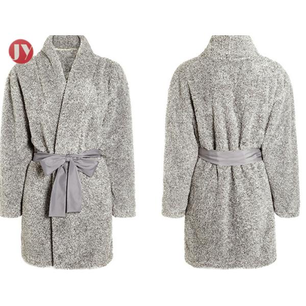 Lady'S Knee - Length Sherpa Plush Bathrobe Soft And Warm Spa Robe Tumble Dry