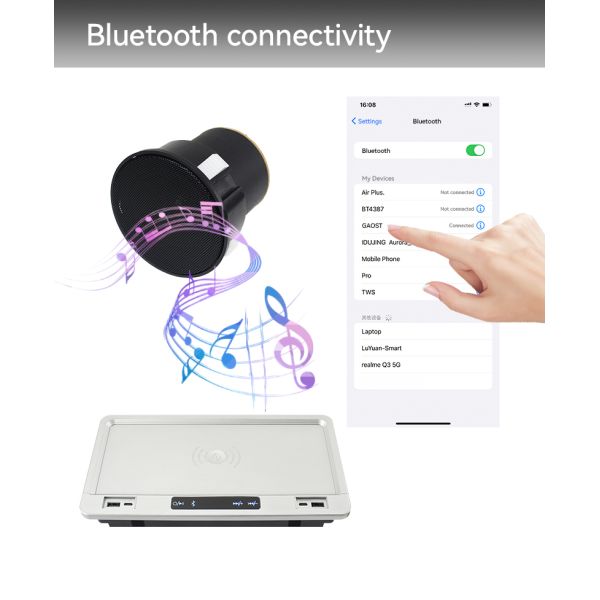 USBA USBC Cabinet Sofa Bluetooth Audio System ABS Plastic ROHS Certificated
