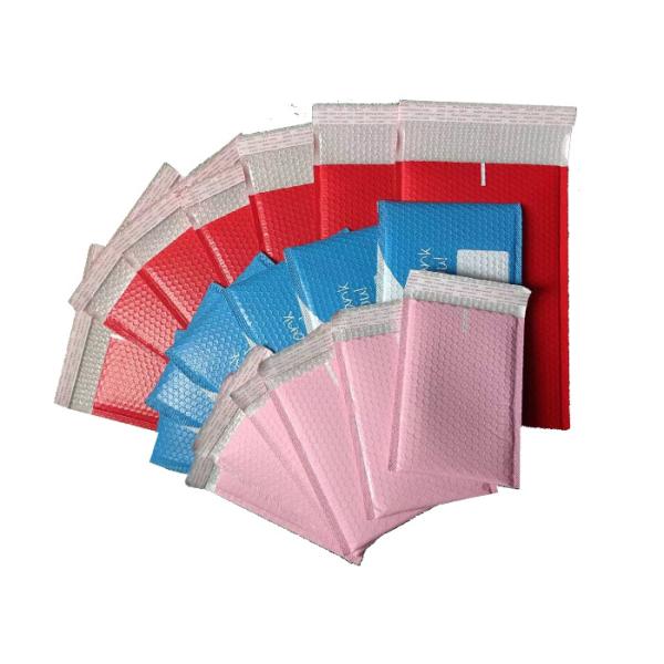 Self Adhesive Red Metallic Bubble Mailers LDPE Poly Mailer Shipping Bags