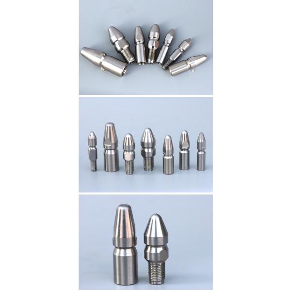 Stainless steel high-pressure pipe cleaning nozzle with 6mm to 14mm sizes and M6 M8 M10 threads for industrial heat exchanger cleaning
