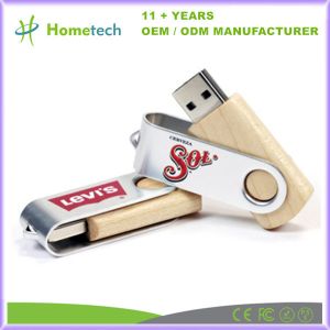 Windows/Mac OS/Linux Compatible 256GB Wood Twist USB Flash Drive with Classic