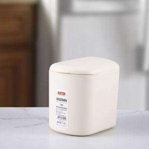 1.6L Rectangle Desktop Plastic Dustbin With Clamshell Lid