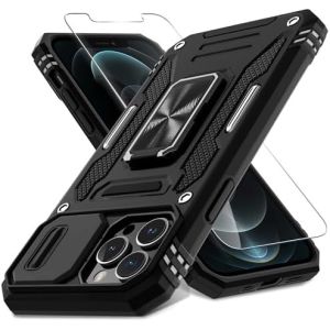 Cheap iPhone 12 Pro Max with Slide Camera Cover+Screen Protector(1 Pack),Rotated Ring Kickstand Military Grade Shockproof for sale