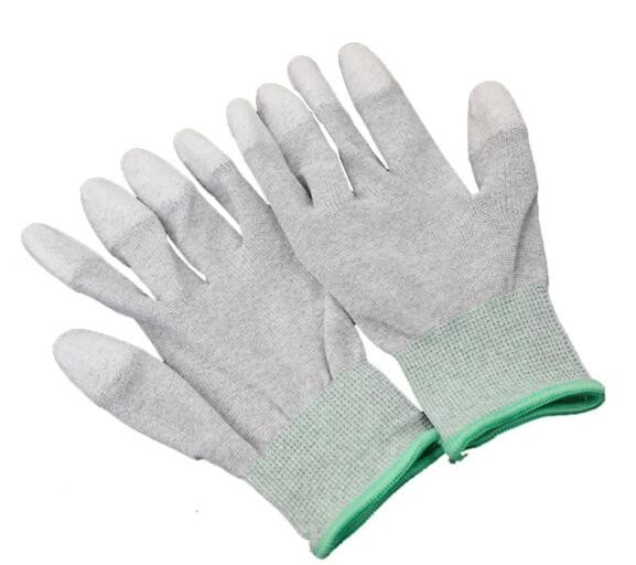EN388 PU Coated Gloves Polyurethane Work Gloves Anti Static Carbon Fiber
